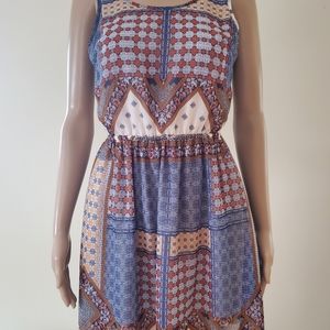 Cottagecore Mixed Print Cutout Tank Dress